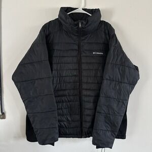Womens 3X Columbia Winter Parka Puffer Coat Jacket Black Poly Lined Zip Pockets
